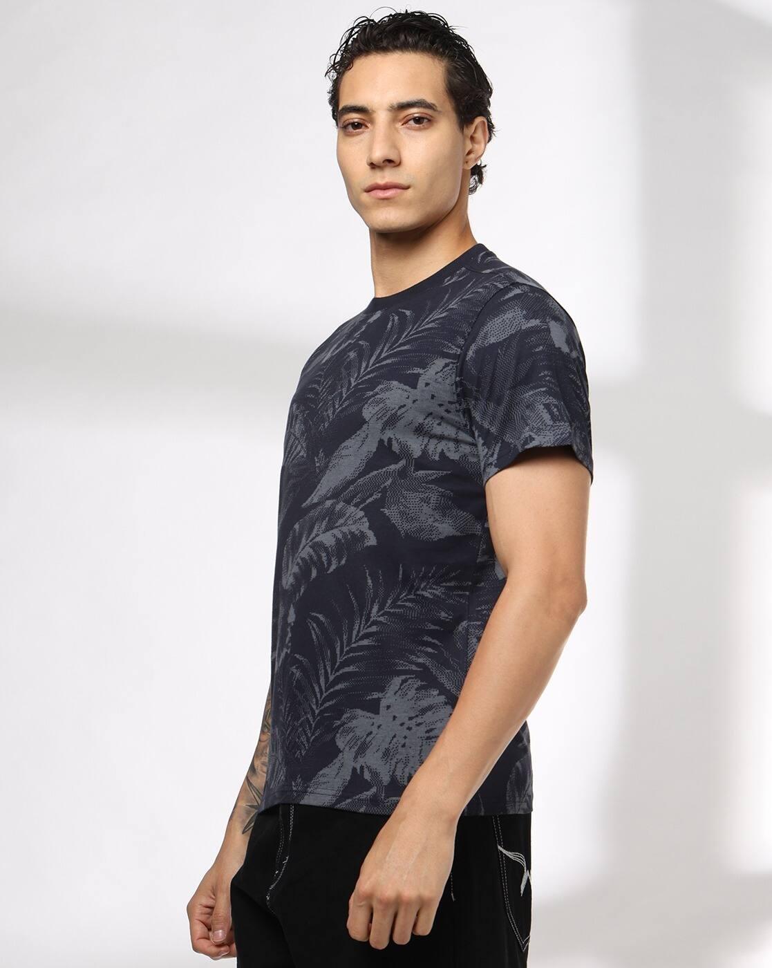 DNMX | Men Leaf Print Regular Fit T-Shirt|1