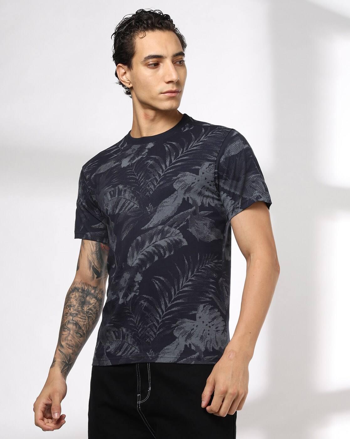 DNMX | Men Leaf Print Regular Fit T-Shirt|3
