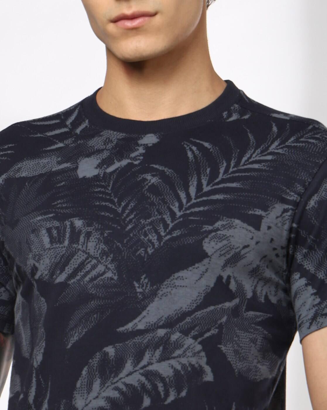 DNMX | Men Leaf Print Regular Fit T-Shirt|4
