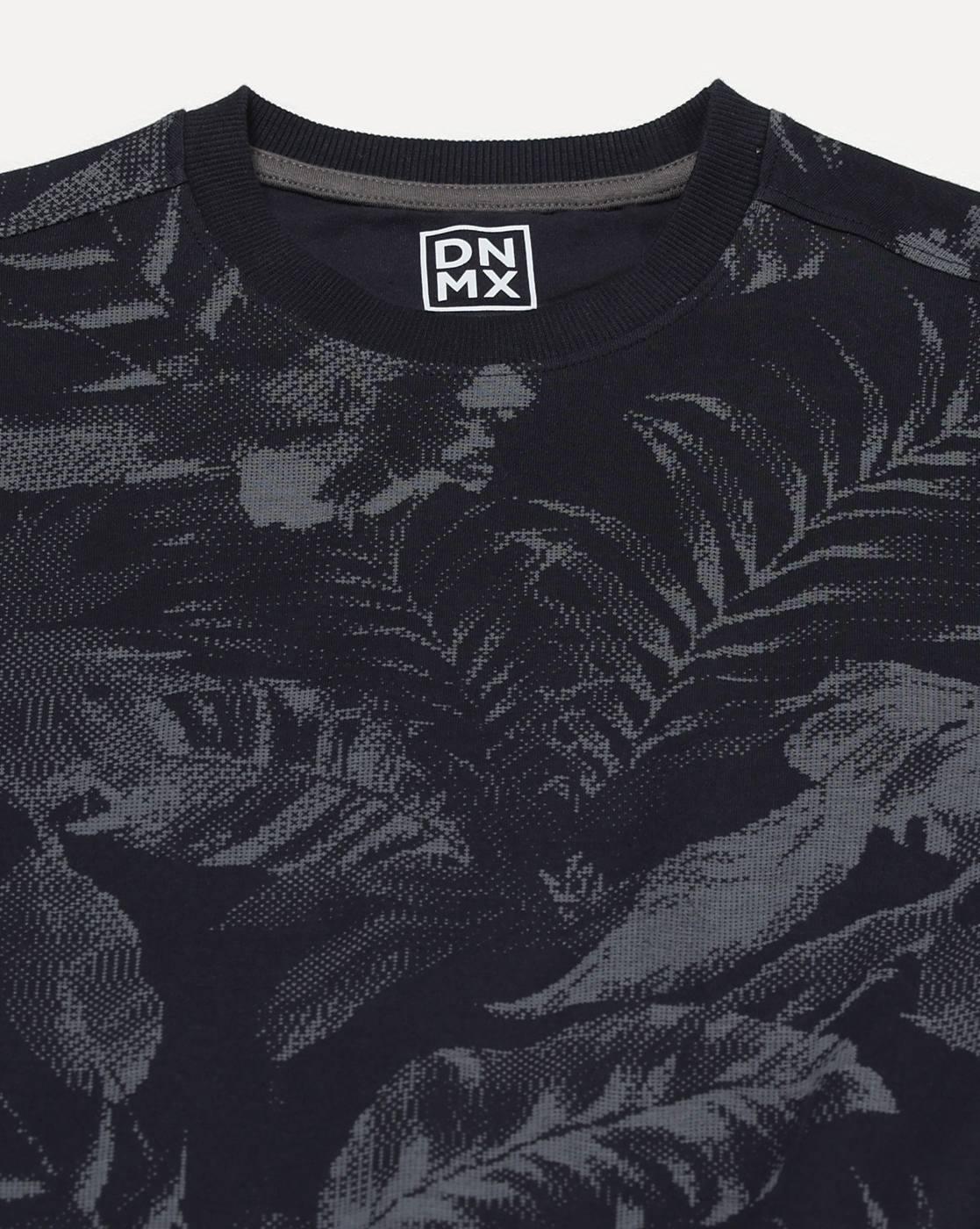 DNMX | Men Leaf Print Regular Fit T-Shirt|5