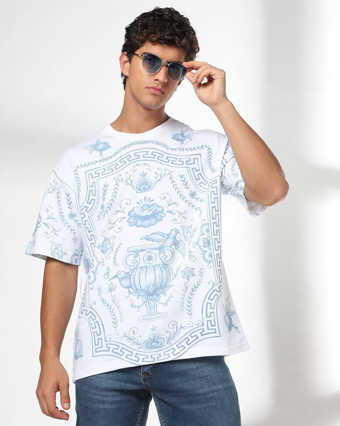 DNMX | Men Graphic Print Boxy Fit Crew-Neck T-Shirt|0