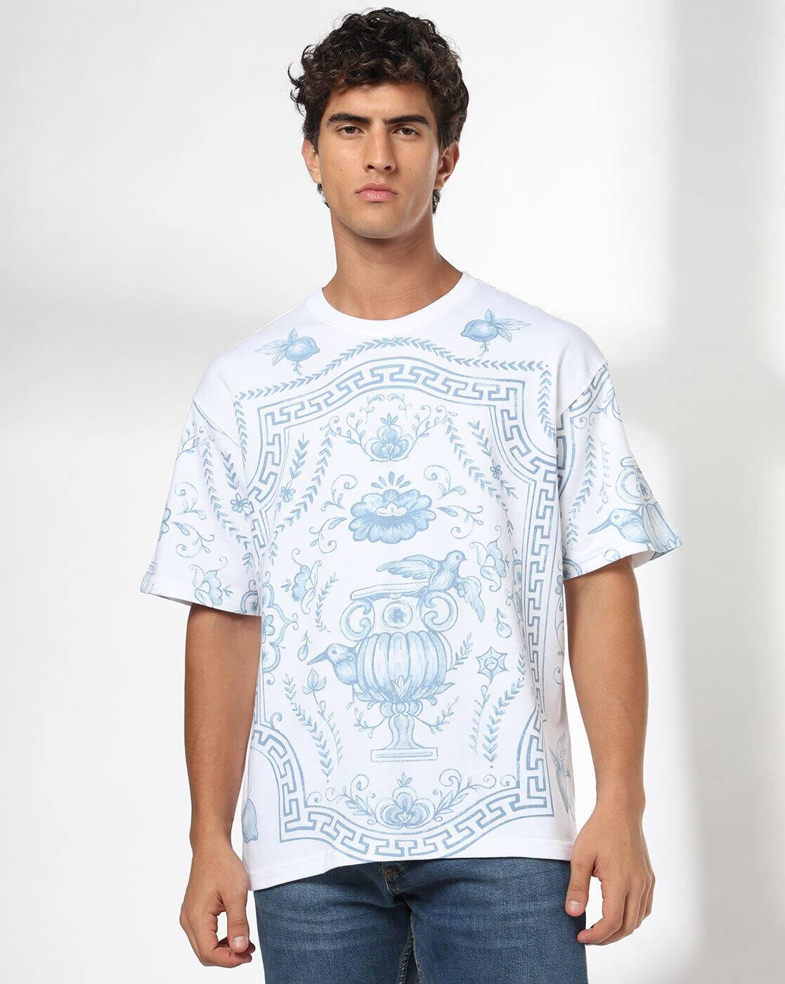 DNMX | Men Graphic Print Boxy Fit Crew-Neck T-Shirt|3