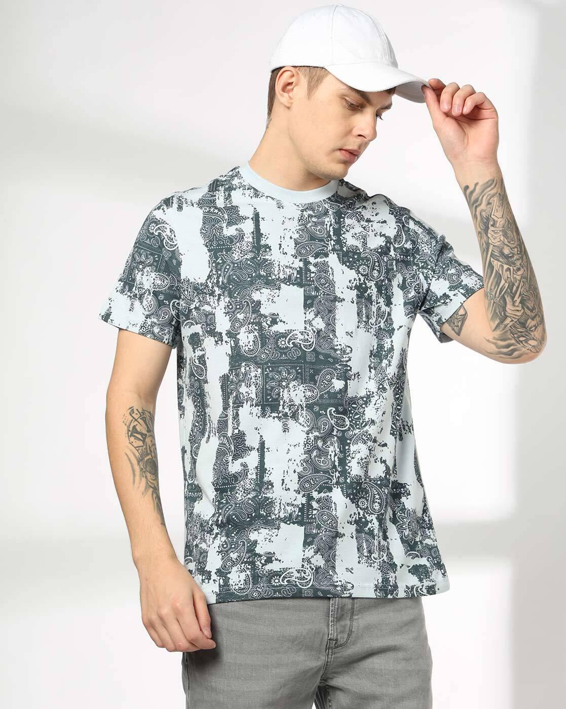 DNMX | Men All-Over Print Regular Fit Crew-Neck T-Shirt|0