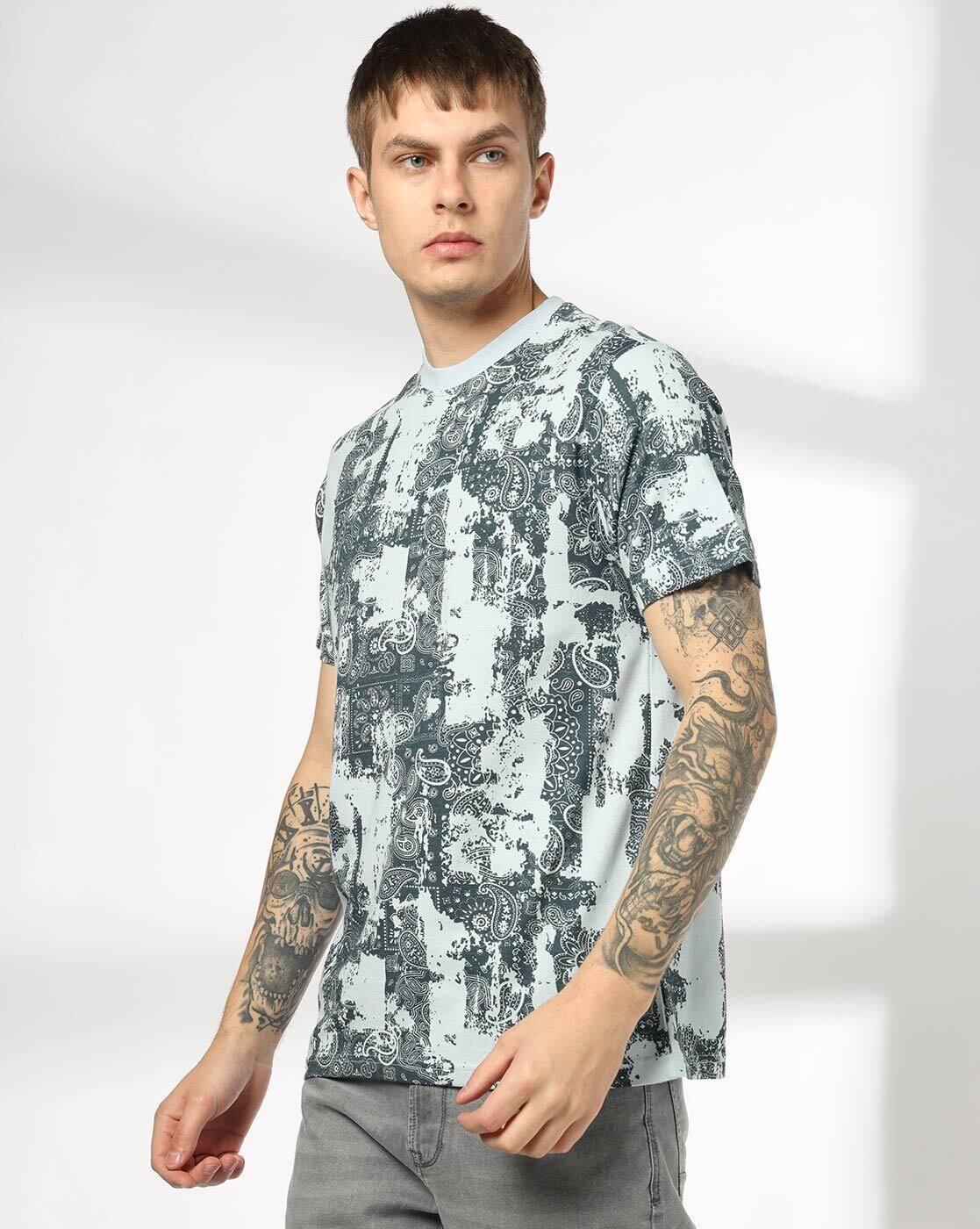 DNMX | Men All-Over Print Regular Fit Crew-Neck T-Shirt|1