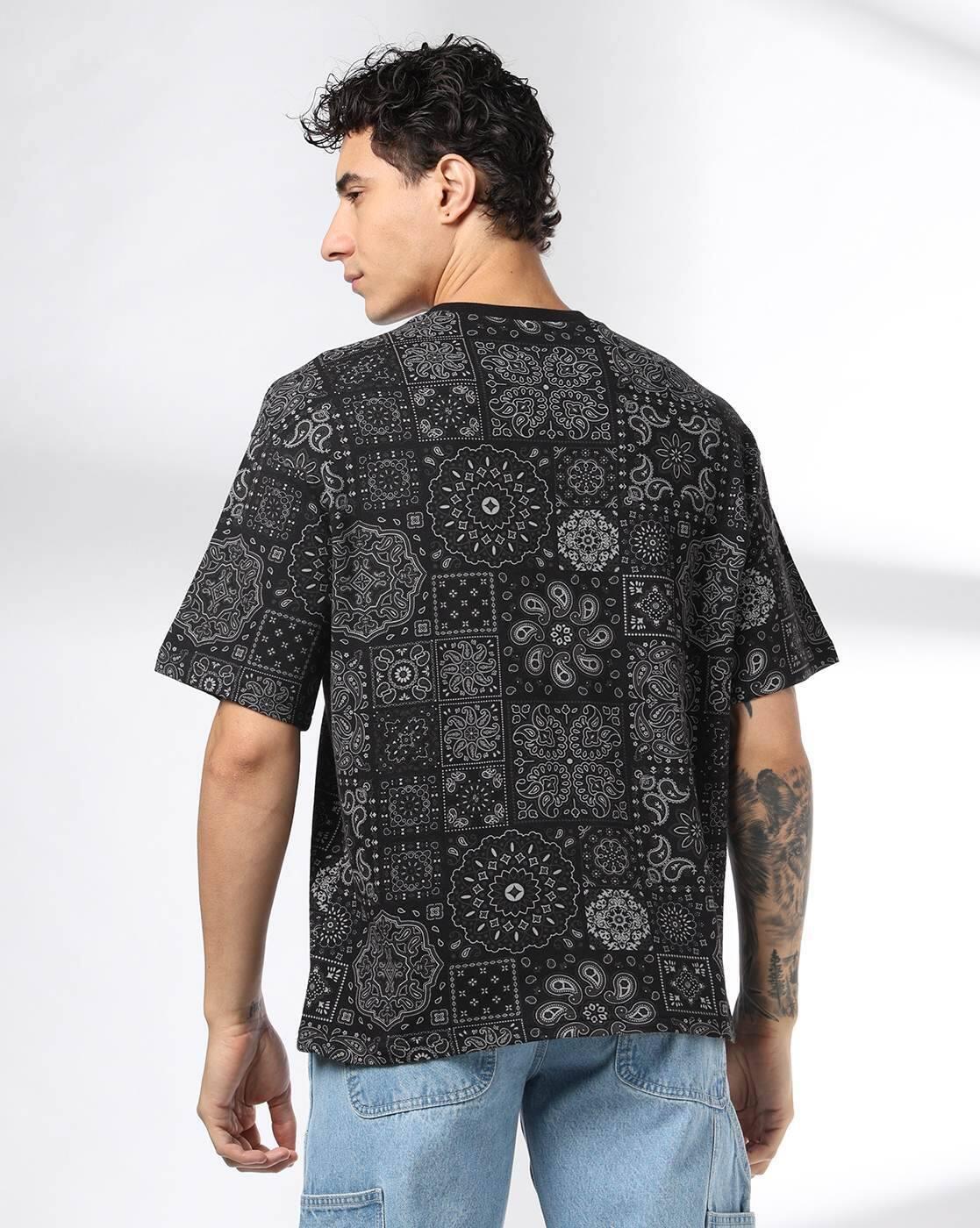 DNMX | Men Paisley Print Boxy Fit T-Shirt|2