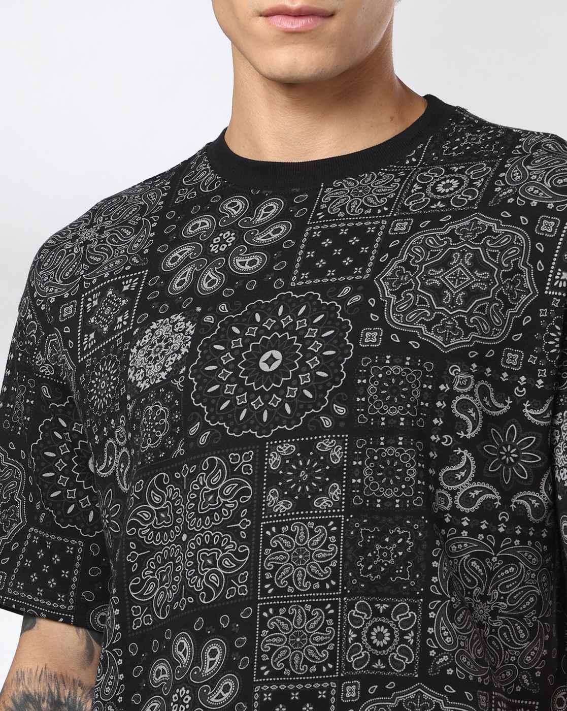 DNMX | Men Paisley Print Boxy Fit T-Shirt|3