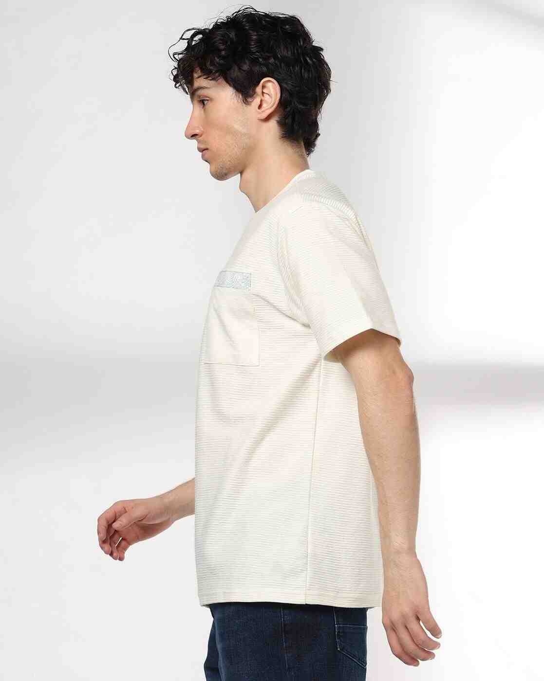 DNMX | Men Ribbed Relaxed Fit Crew-Neck T-Shirt|1