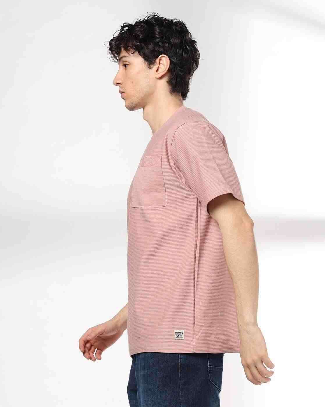 DNMX | Men Ribbed Relaxed Fit Crew-Neck T-Shirt|1