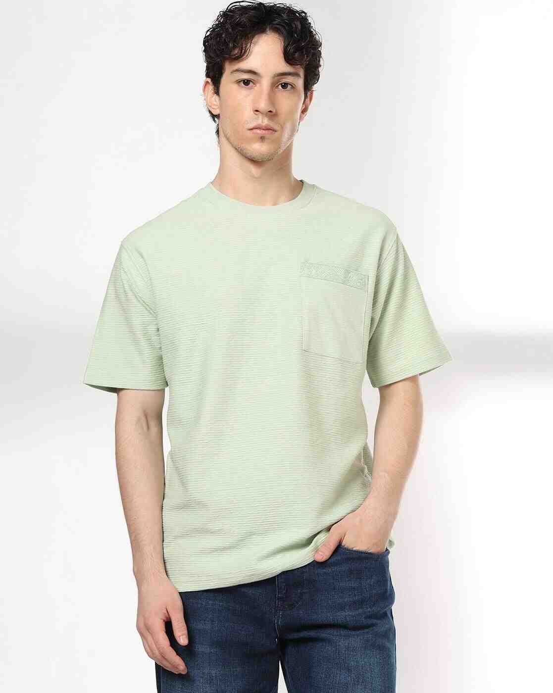Men Ribbed Relaxed Fit Crew-Neck T-Shirt