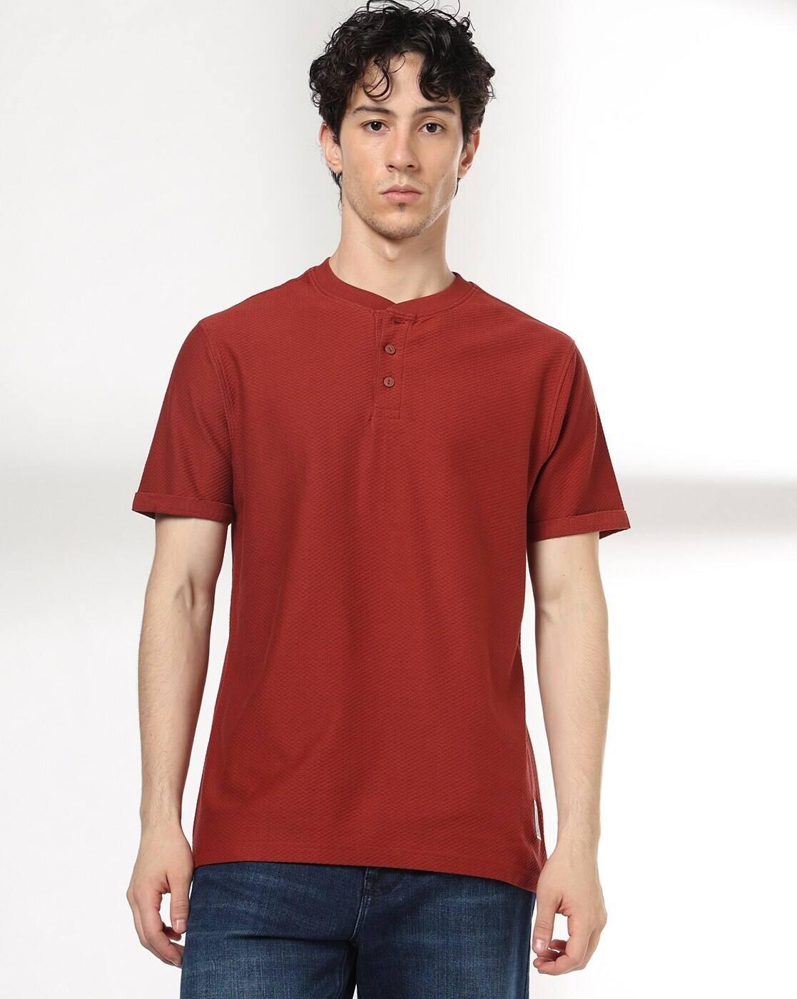 DNMX | Men Regular Fit Henley T-Shirt|0
