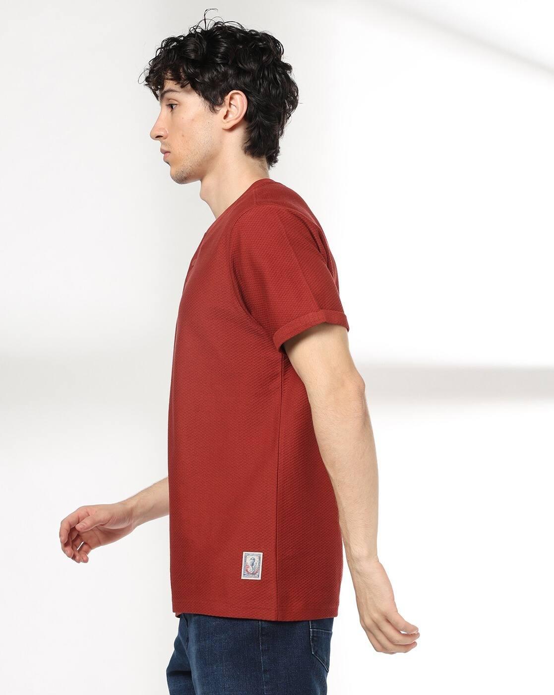 DNMX | Men Regular Fit Henley T-Shirt|1