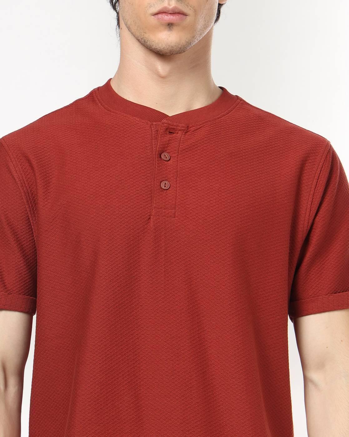DNMX | Men Regular Fit Henley T-Shirt|3