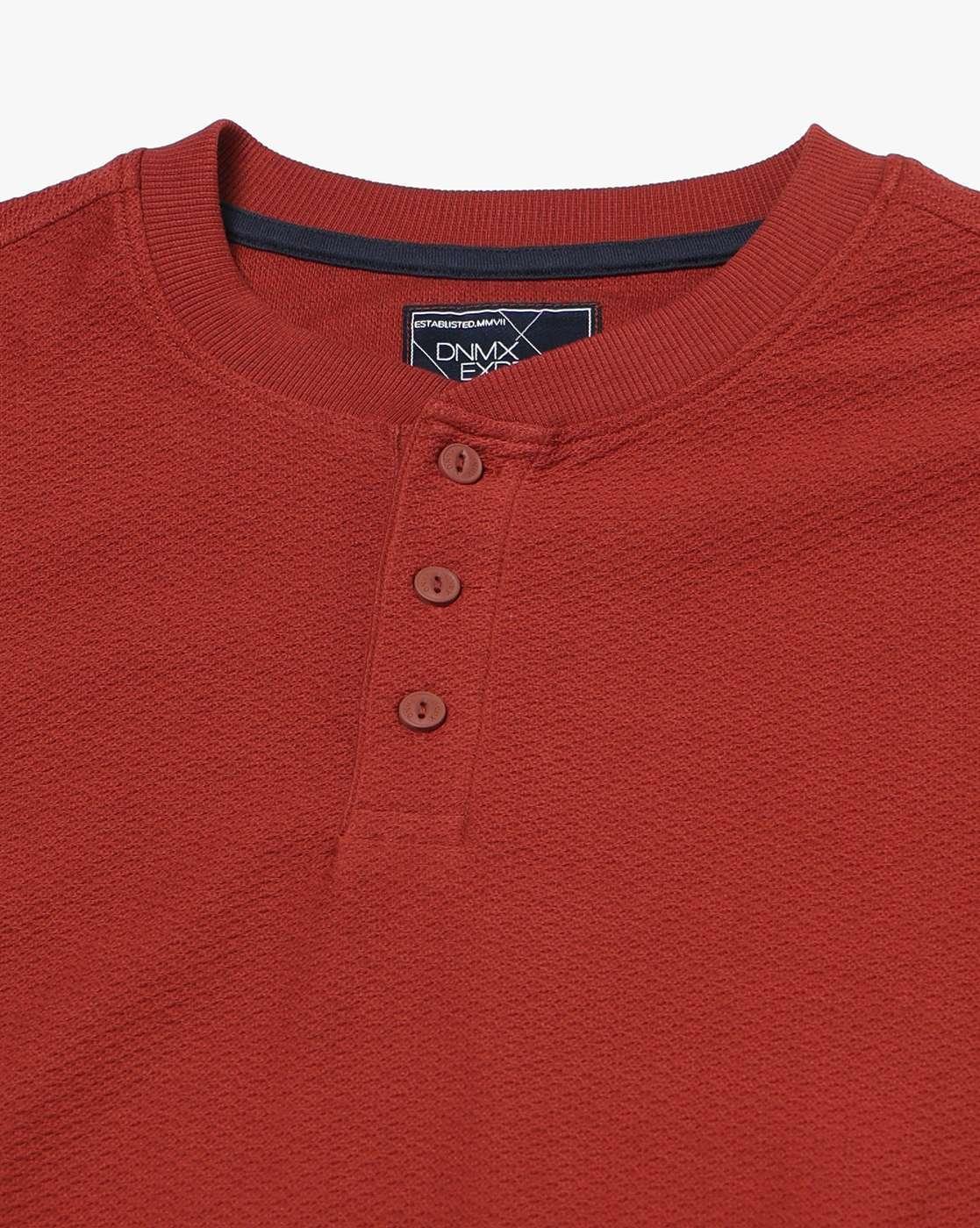 DNMX | Men Regular Fit Henley T-Shirt|4