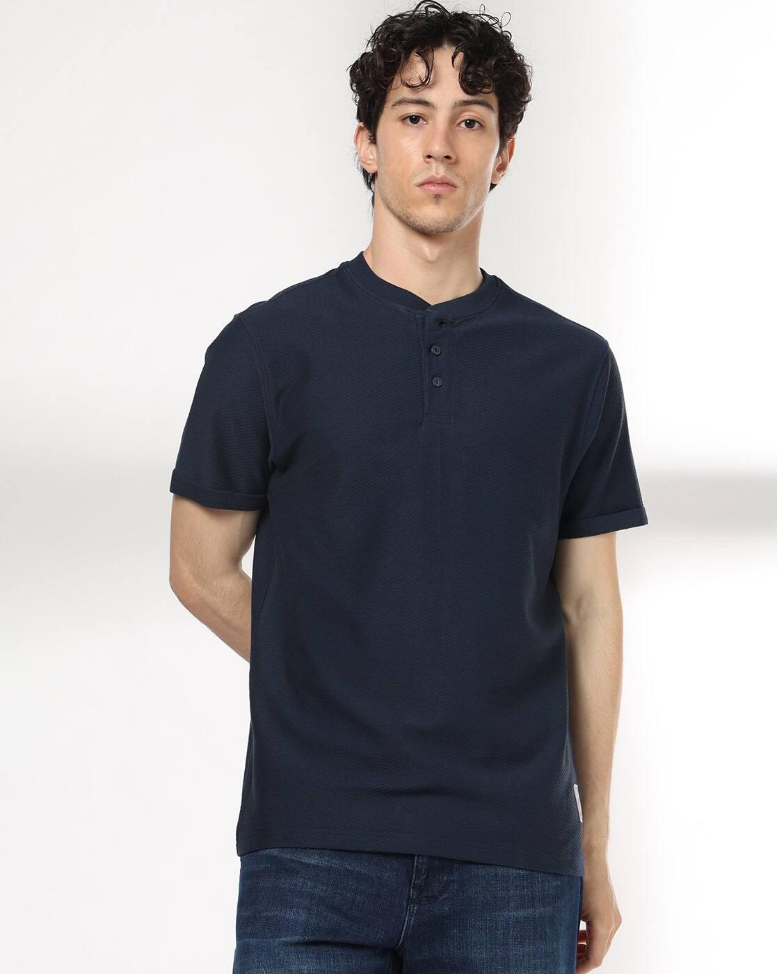 Men Regular Fit Henley T-Shirt