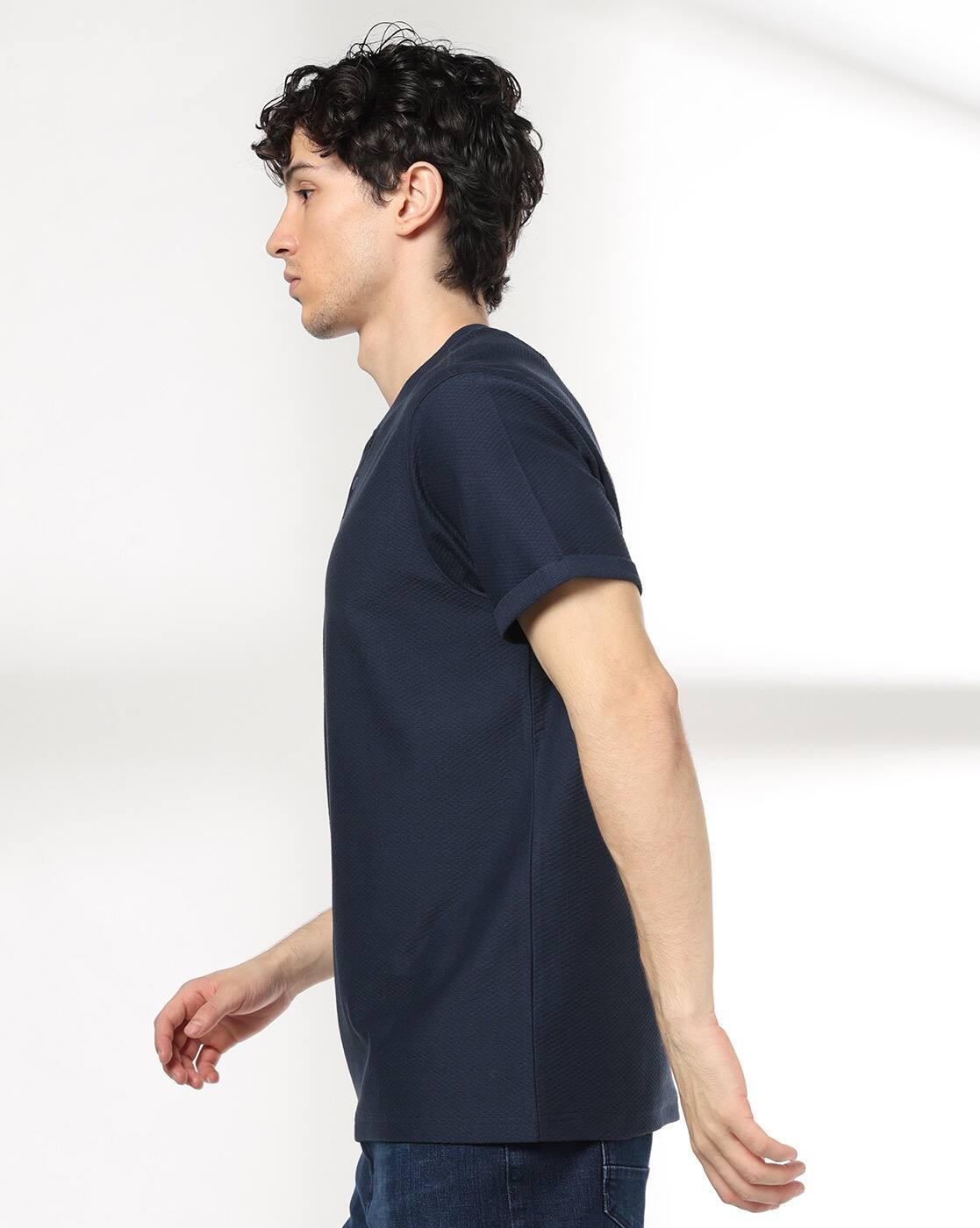 DNMX | Men Regular Fit Henley T-Shirt|1