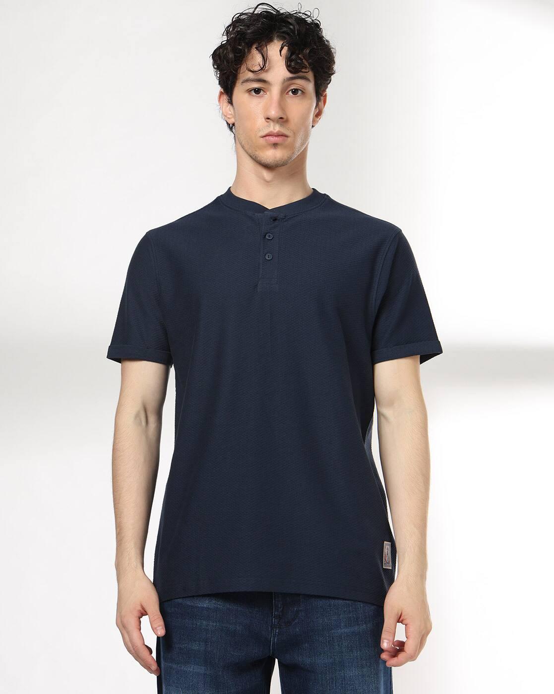 DNMX | Men Regular Fit Henley T-Shirt|3