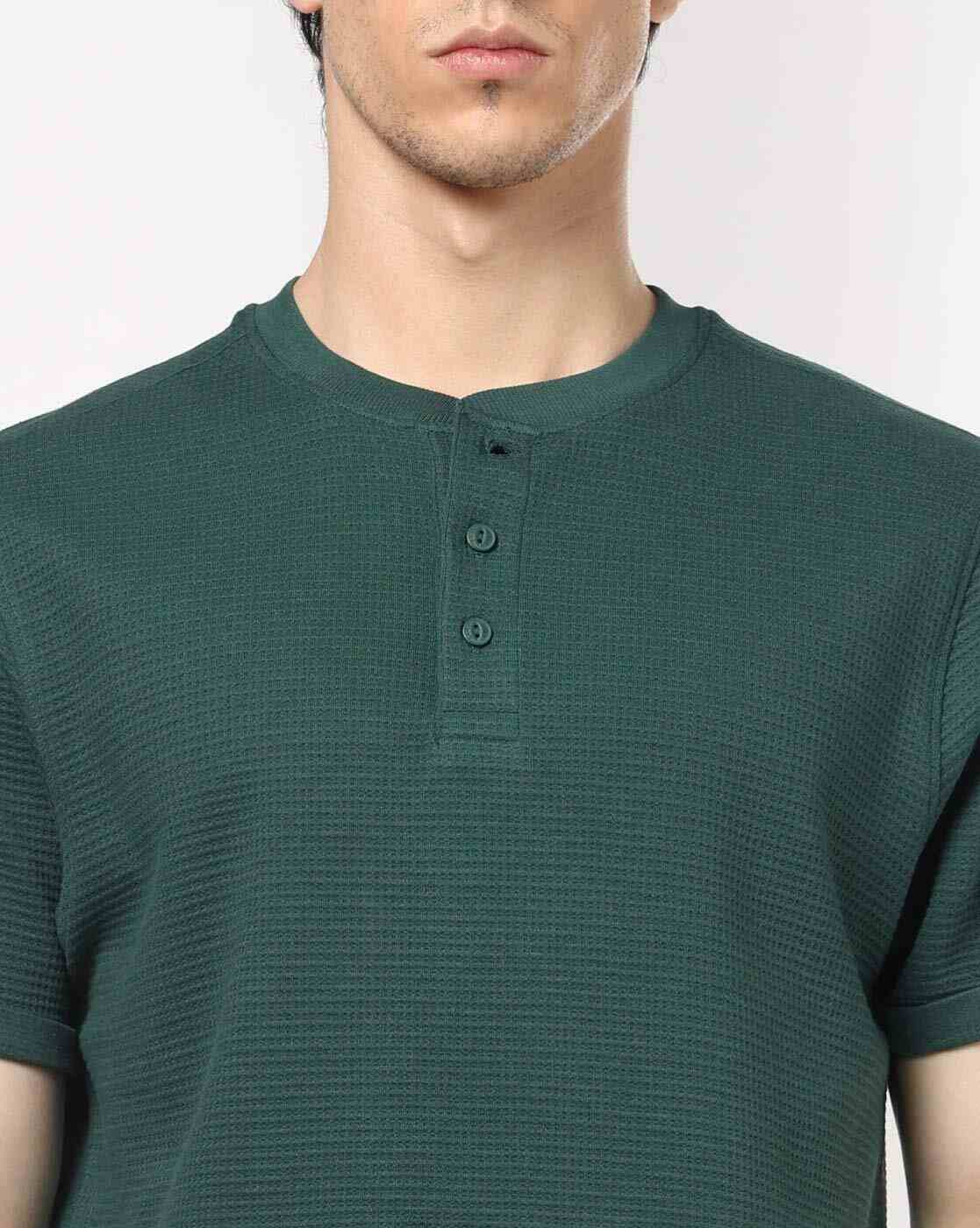 DNMX | Men Regular Fit Henley-Neck T-Shirt|3