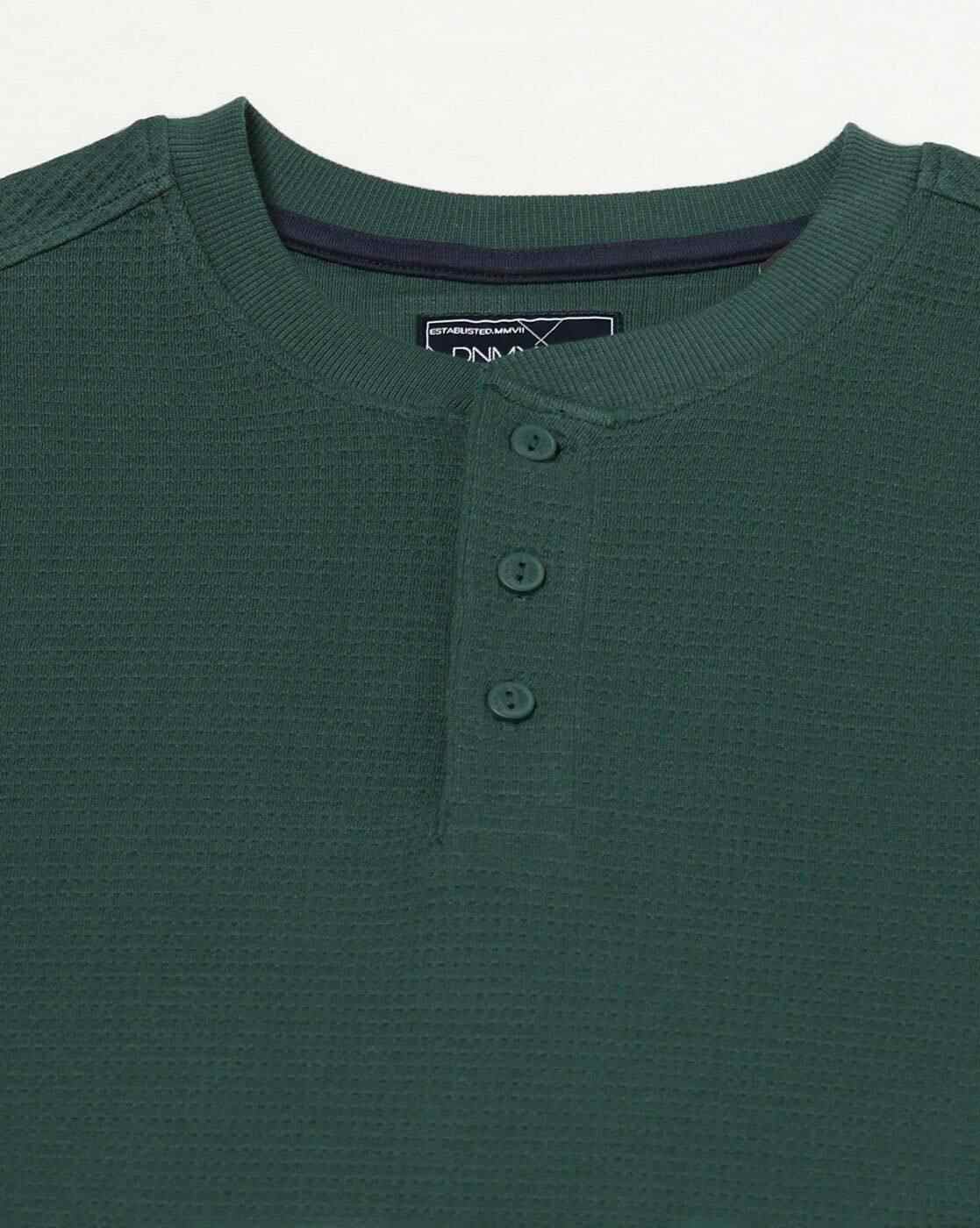 DNMX | Men Regular Fit Henley-Neck T-Shirt|4