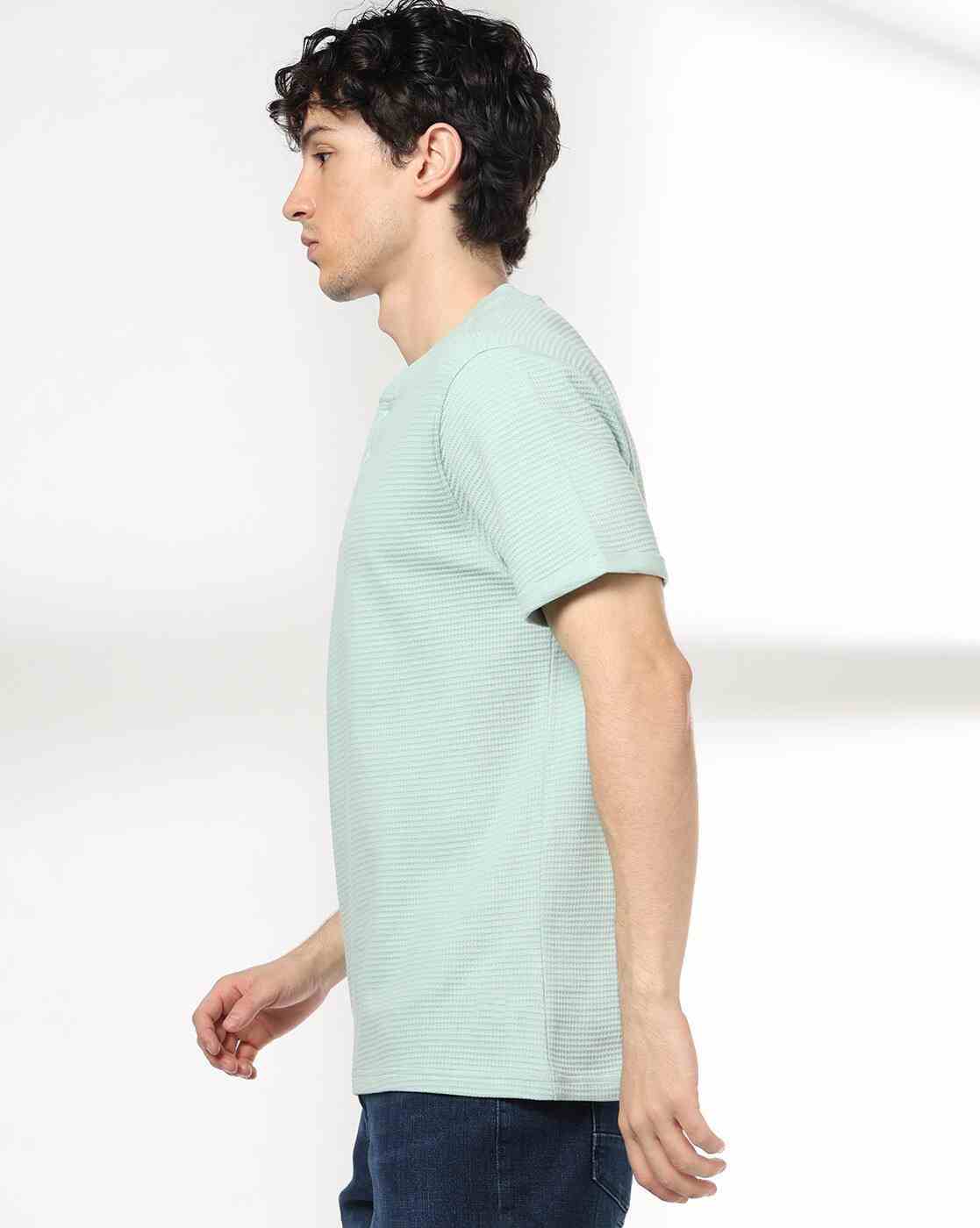 DNMX | Men Regular Fit Henley-Neck T-Shirt|1