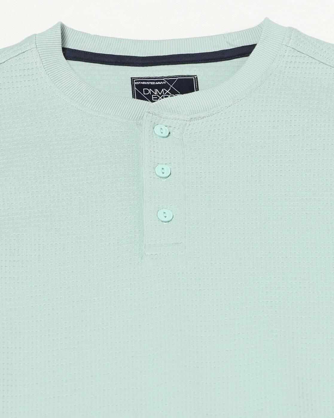 DNMX | Men Regular Fit Henley-Neck T-Shirt|4