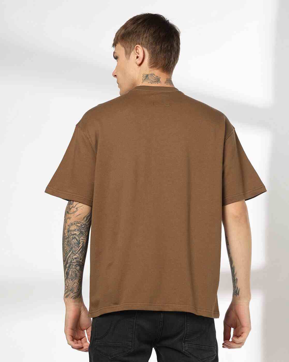 DNMX | Men Embroidered Boxy Fit Crew-Neck T-Shirt|2