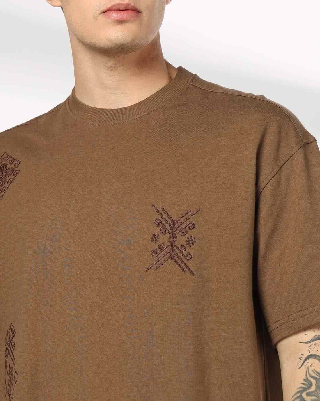 DNMX | Men Embroidered Boxy Fit Crew-Neck T-Shirt|4