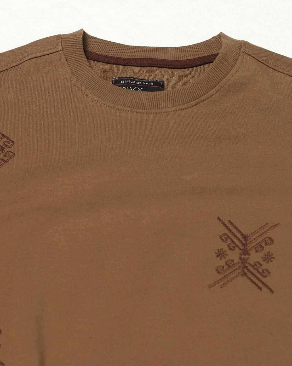 DNMX | Men Embroidered Boxy Fit Crew-Neck T-Shirt|5
