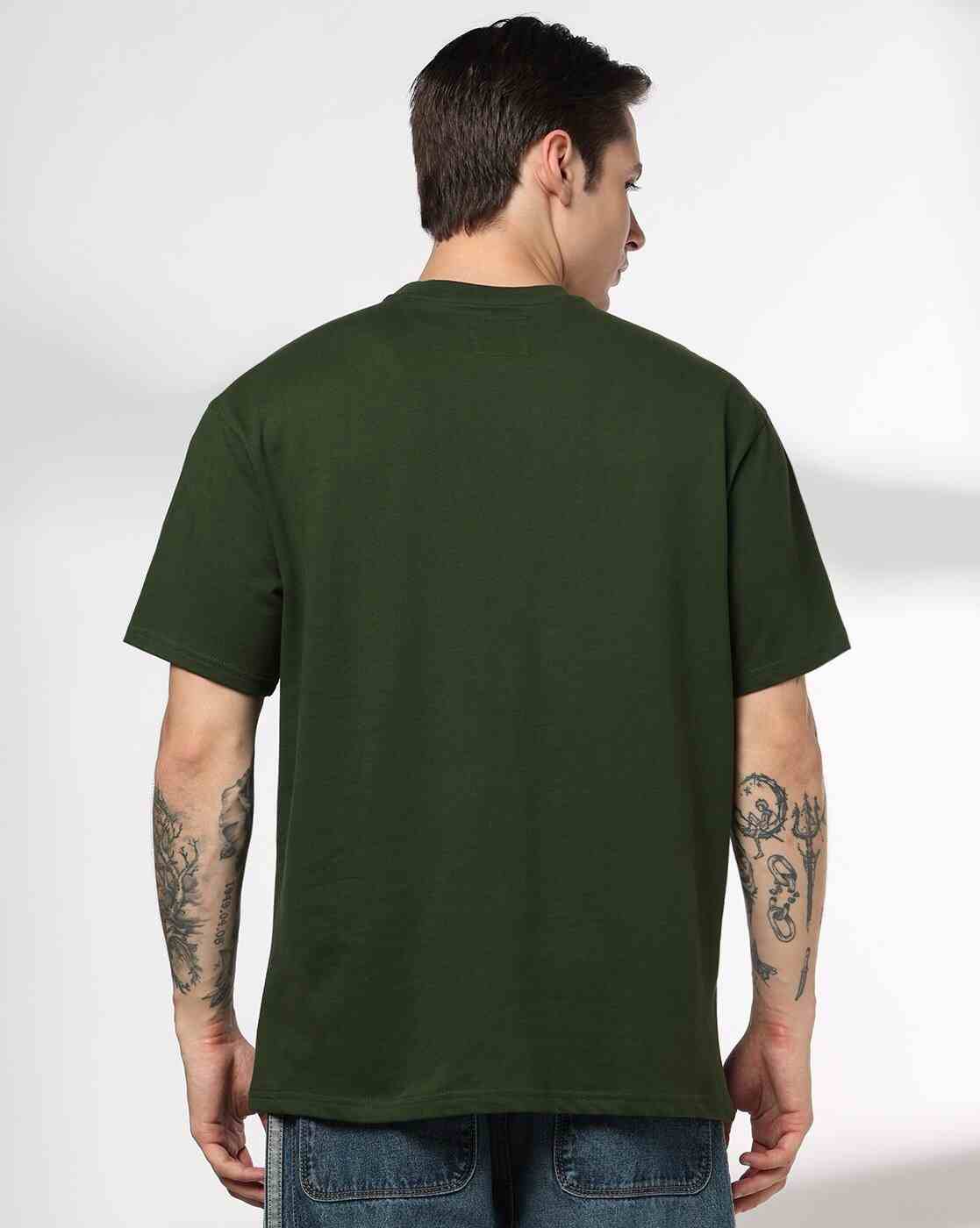 DNMX | Men Embroidered Boxy Fit Crew-Neck T-Shirt|2