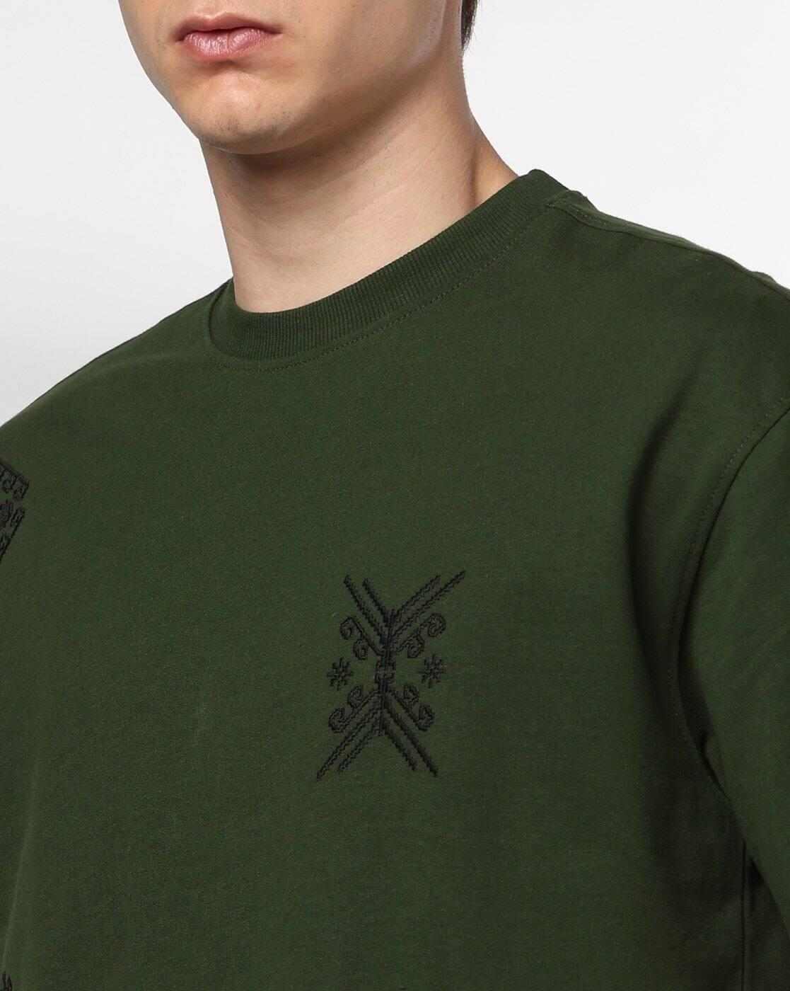 DNMX | Men Embroidered Boxy Fit Crew-Neck T-Shirt|3