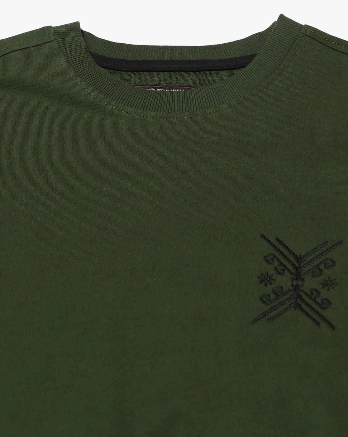 DNMX | Men Embroidered Boxy Fit Crew-Neck T-Shirt|4