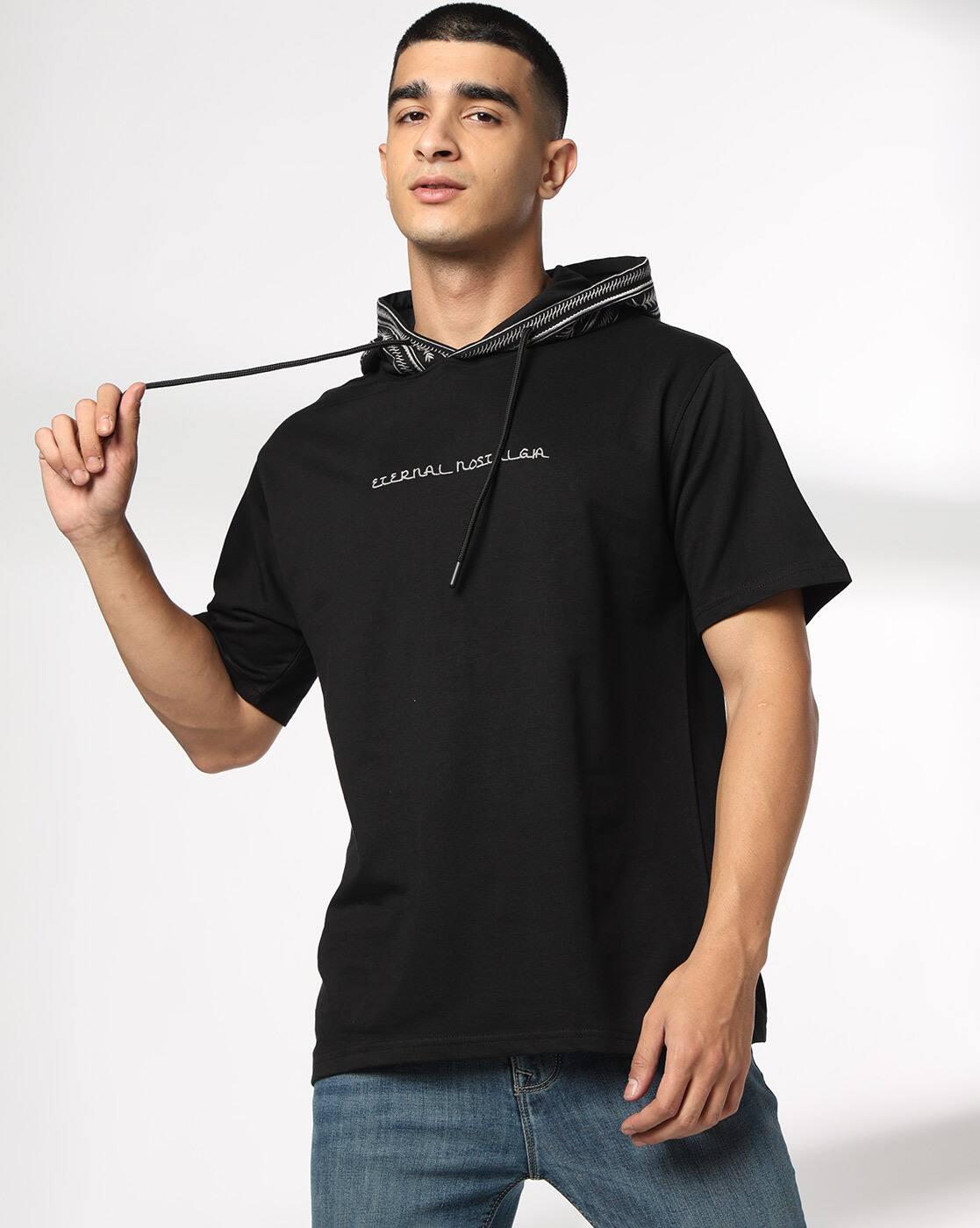 DNMX | Men Embroidered Relaxed Fit Hooded T-Shirt|0
