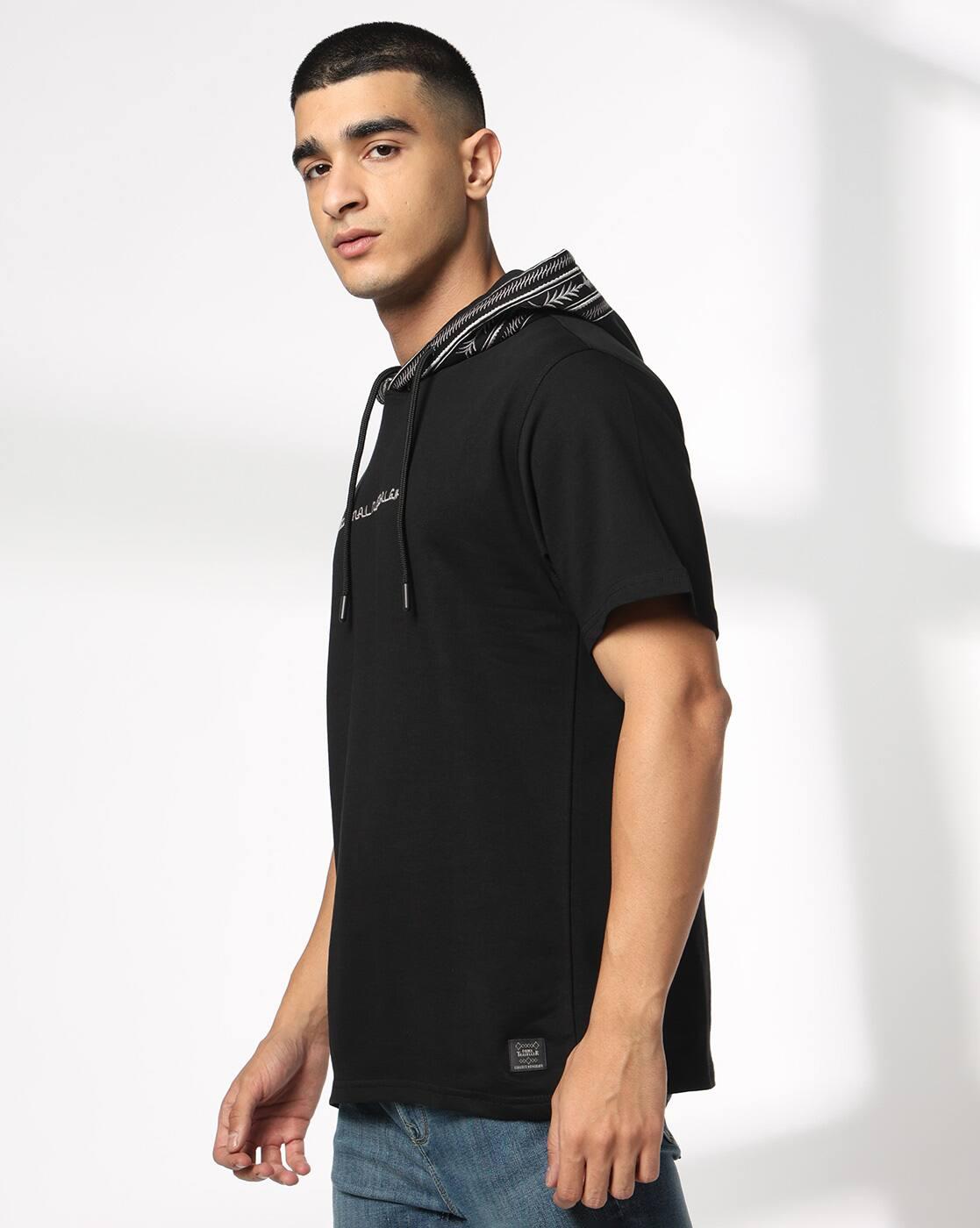 DNMX | Men Embroidered Relaxed Fit Hooded T-Shirt|1