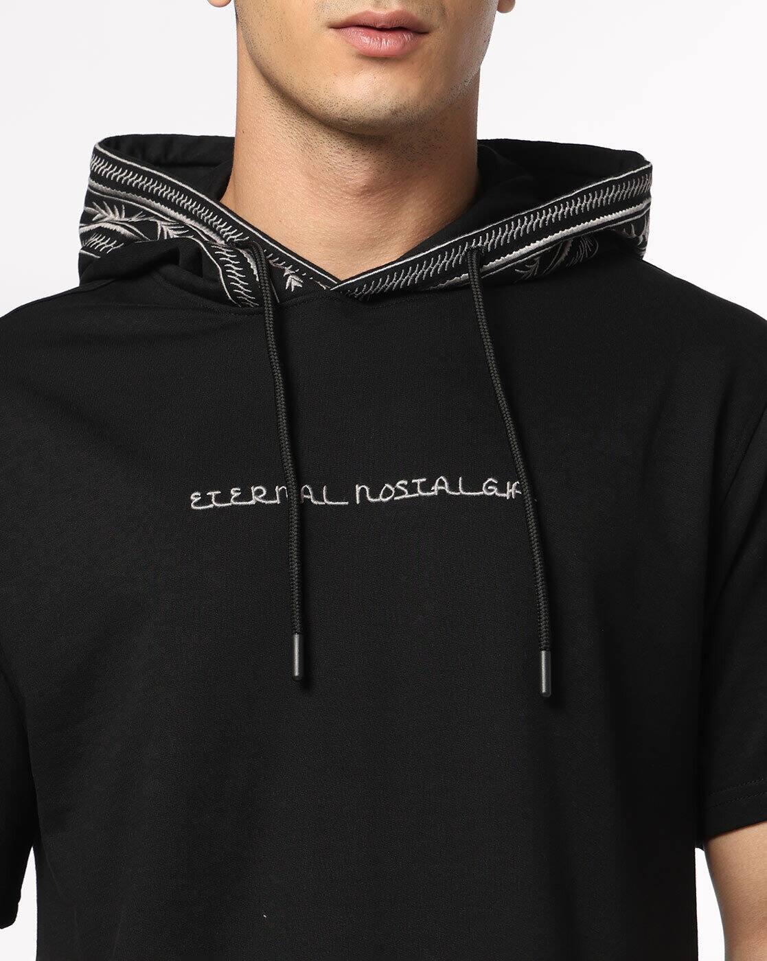 DNMX | Men Embroidered Relaxed Fit Hooded T-Shirt|3