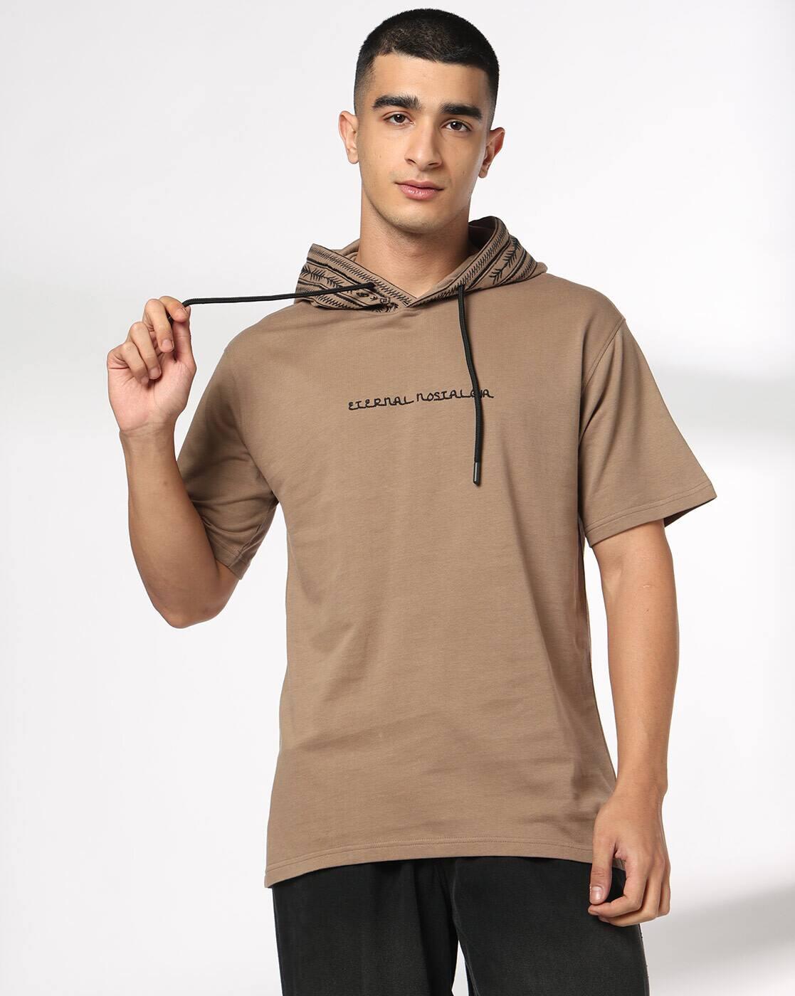 Men Embroidered Relaxed Fit Hooded T-Shirt