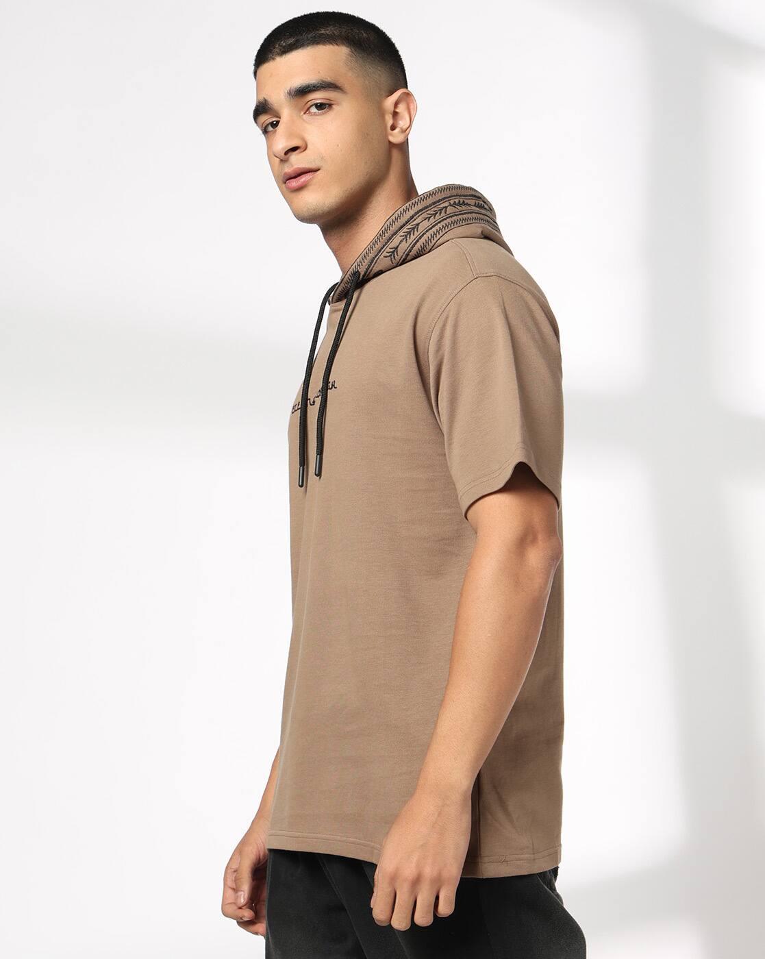 DNMX | Men Embroidered Relaxed Fit Hooded T-Shirt|1