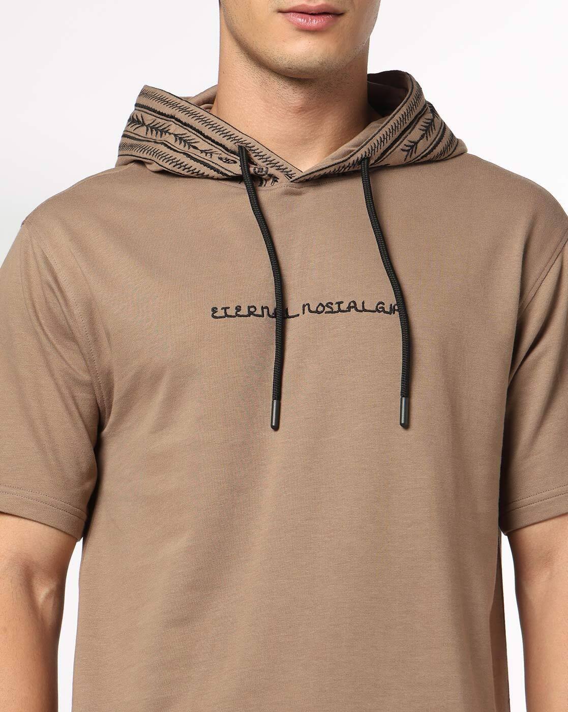 DNMX | Men Embroidered Relaxed Fit Hooded T-Shirt|3