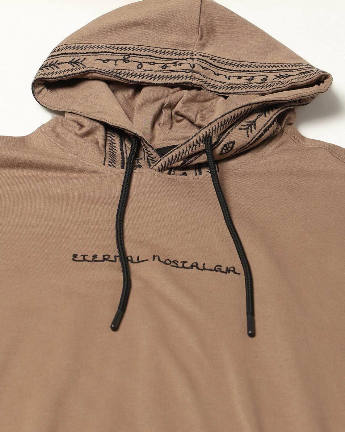 DNMX | Men Embroidered Relaxed Fit Hooded T-Shirt|4