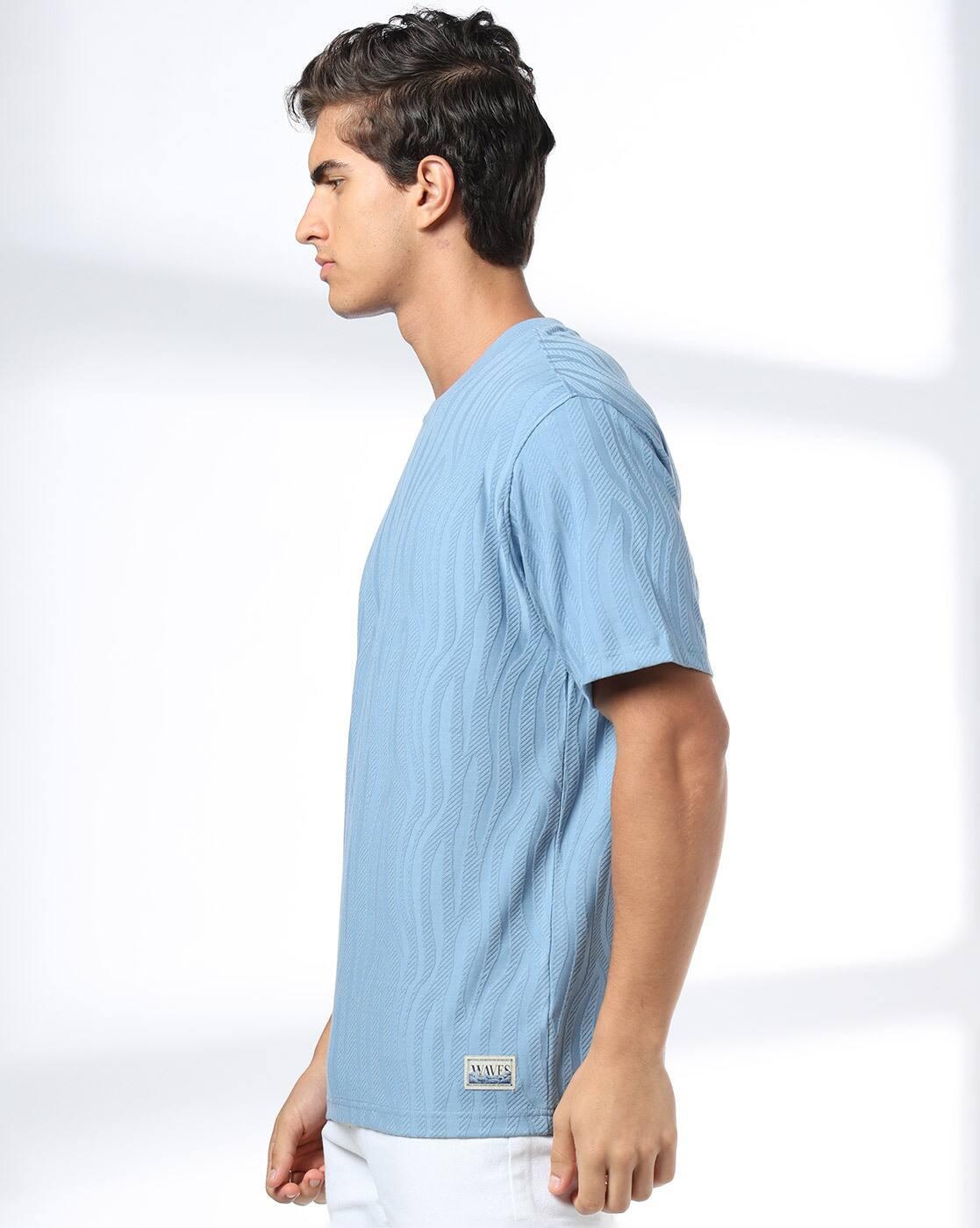 DNMX | Men Patterned Relaxed Fit Crew-Neck T-Shirt|1
