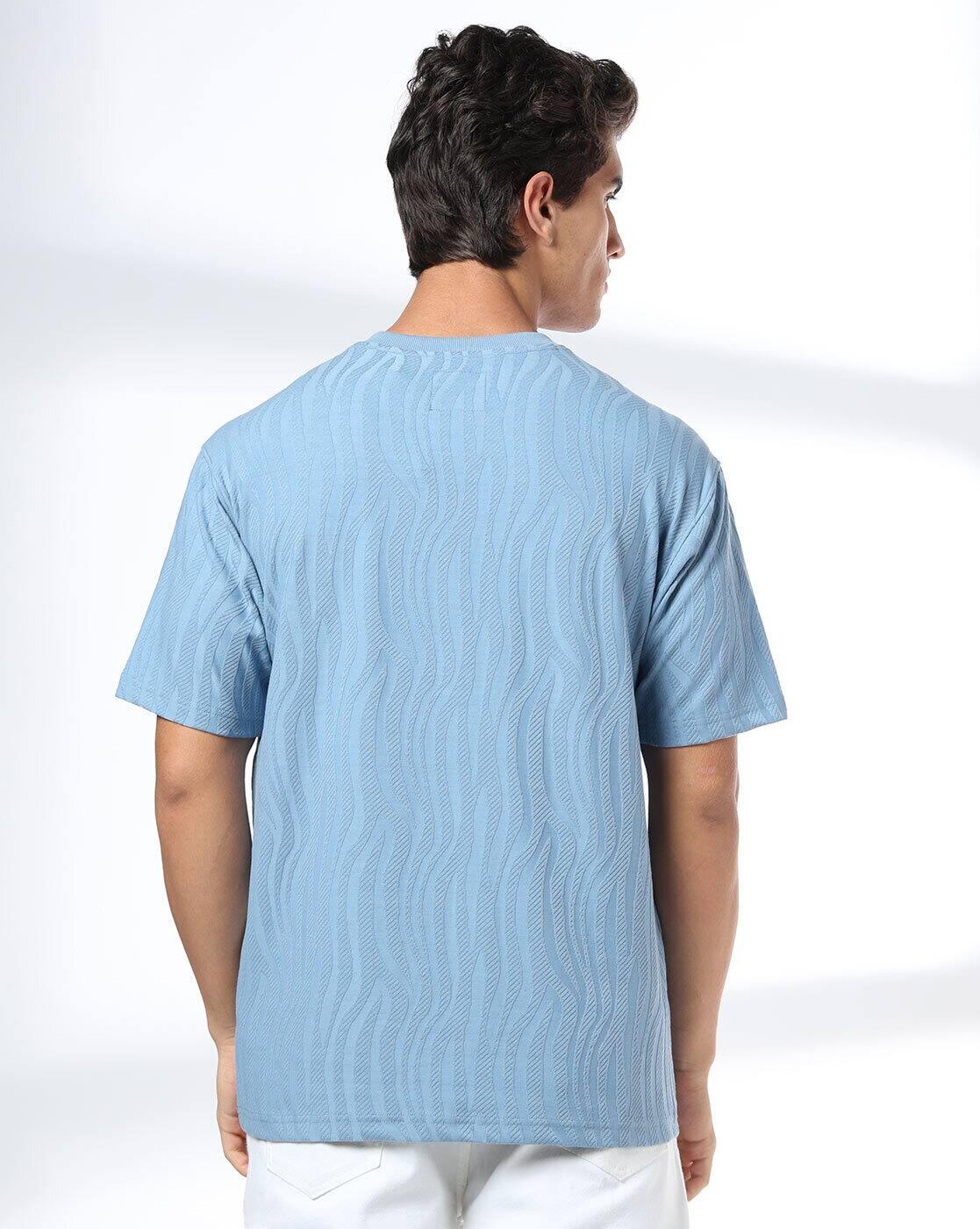 DNMX | Men Patterned Relaxed Fit Crew-Neck T-Shirt|2