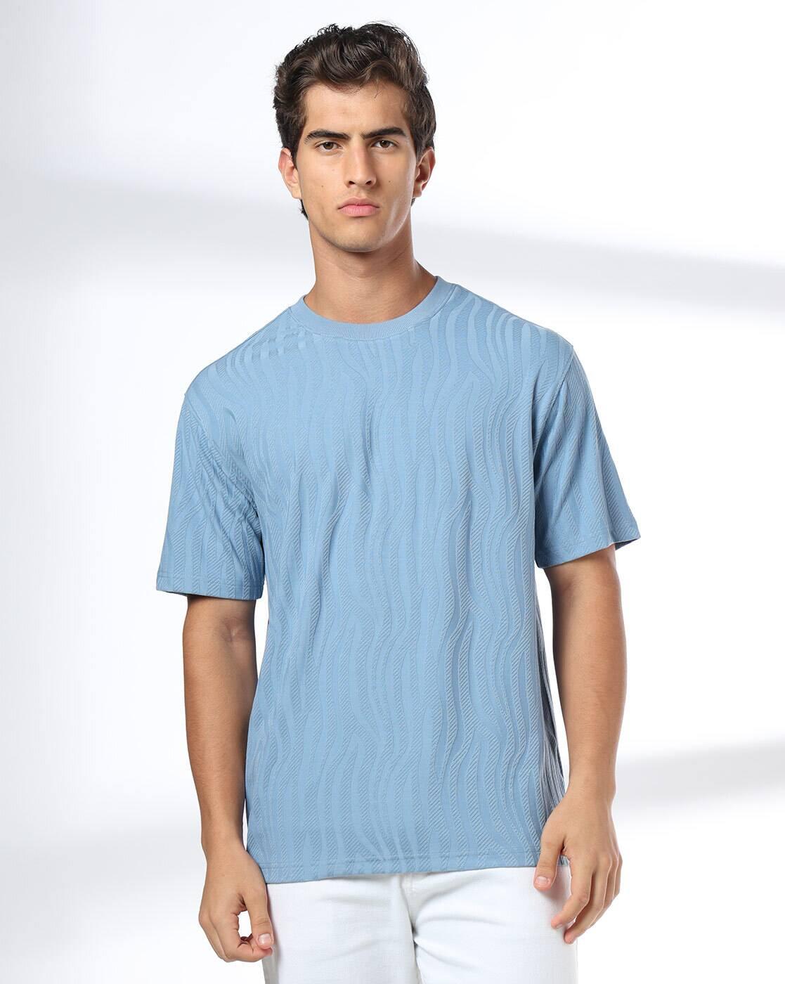 DNMX | Men Patterned Relaxed Fit Crew-Neck T-Shirt|3