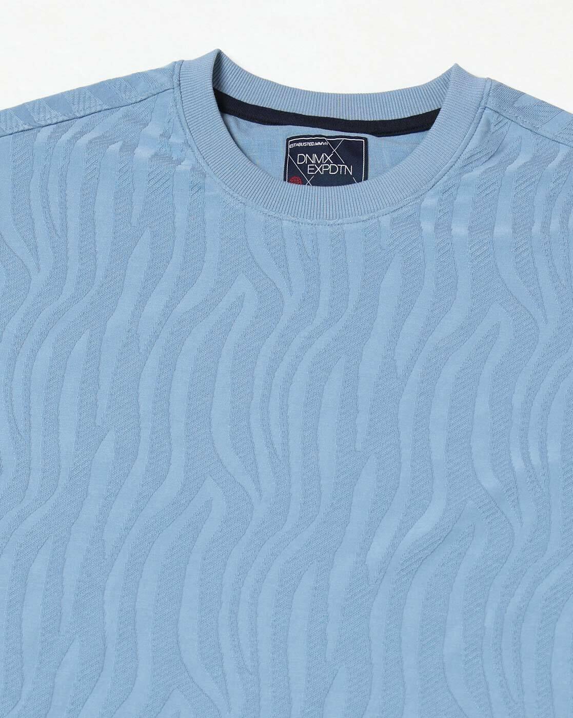 DNMX | Men Patterned Relaxed Fit Crew-Neck T-Shirt|5