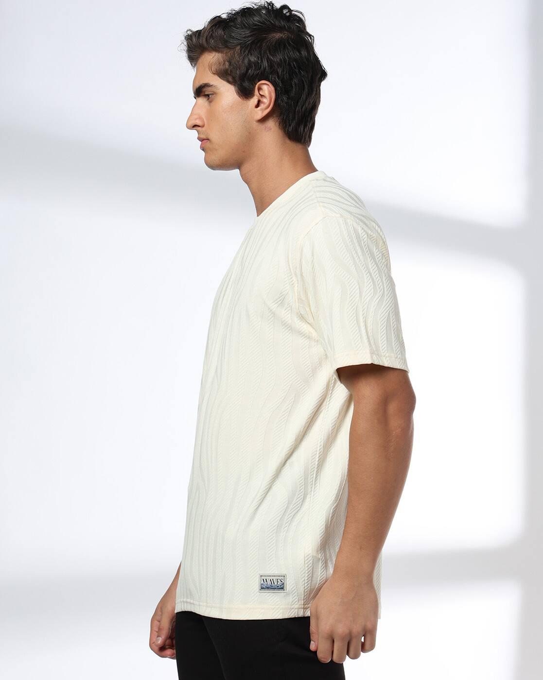 DNMX | Men Patterned Relaxed Fit Crew-Neck T-Shirt|1