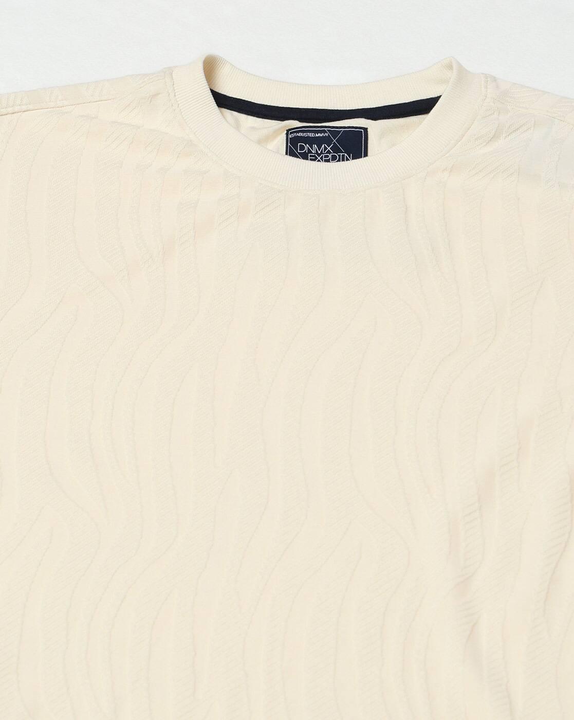 DNMX | Men Patterned Relaxed Fit Crew-Neck T-Shirt|4