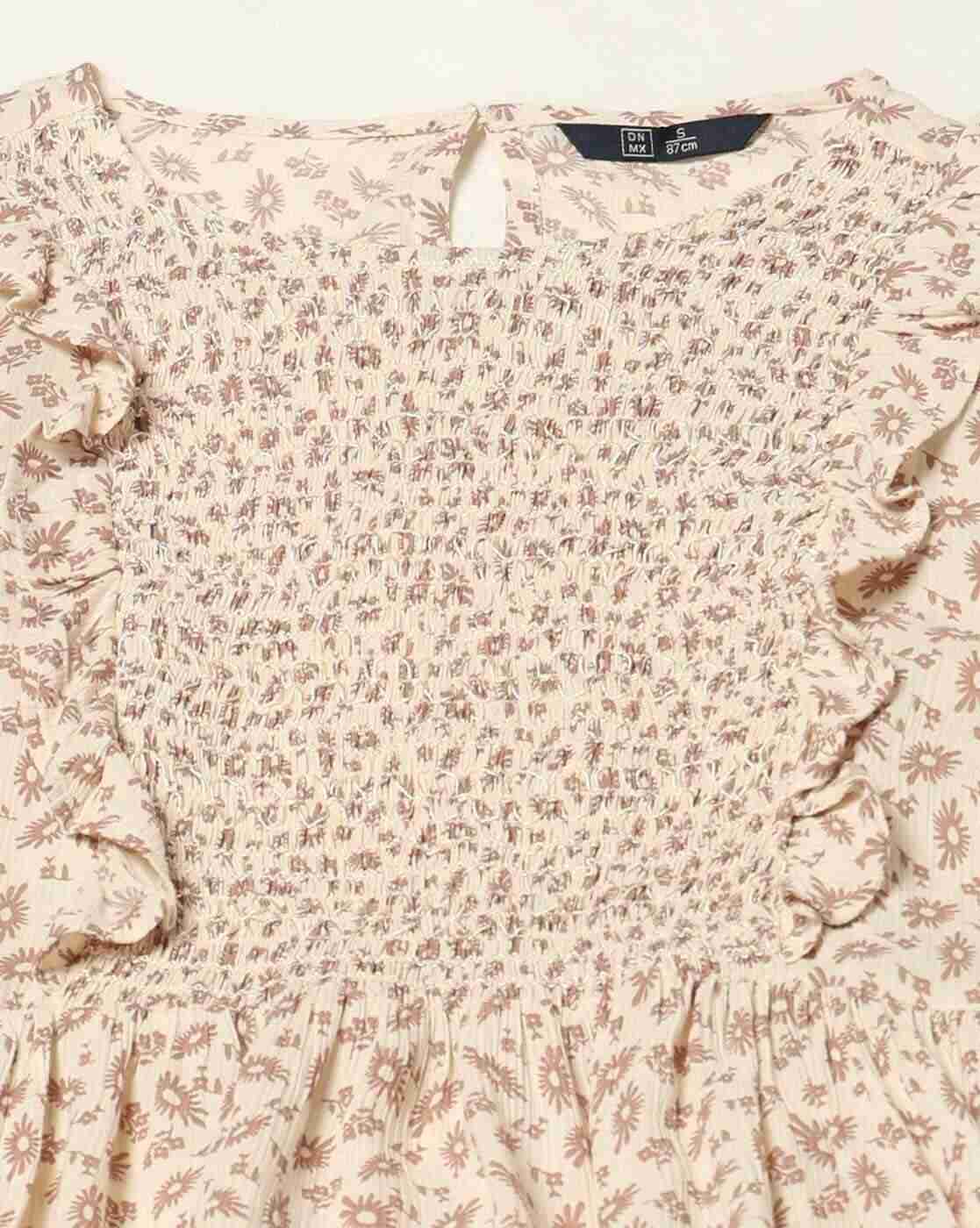 DNMX | Women Printed Peplum Top with Smocking|4