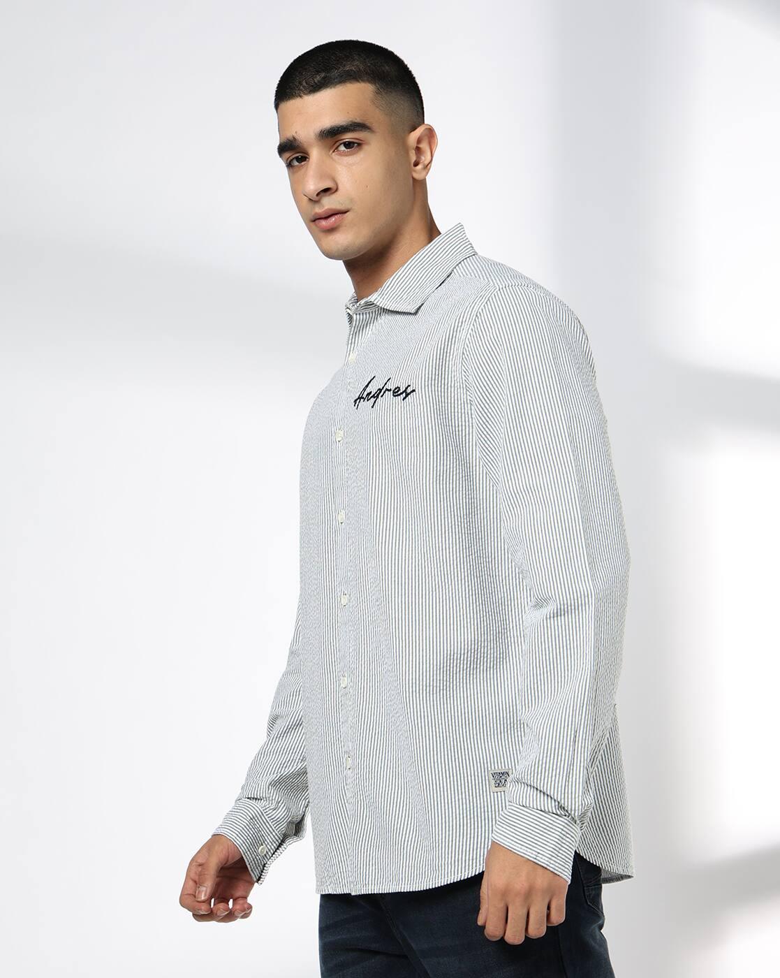 DNMX | Men Stripes Regular Fit Shirt|1