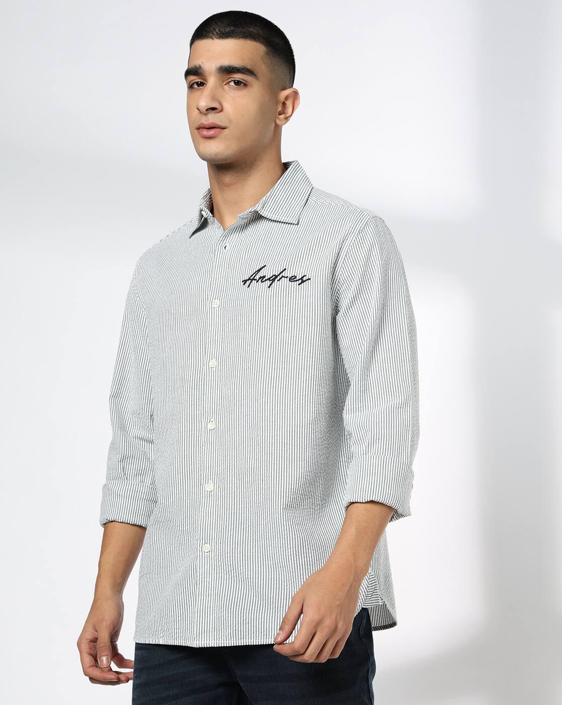DNMX | Men Stripes Regular Fit Shirt|4