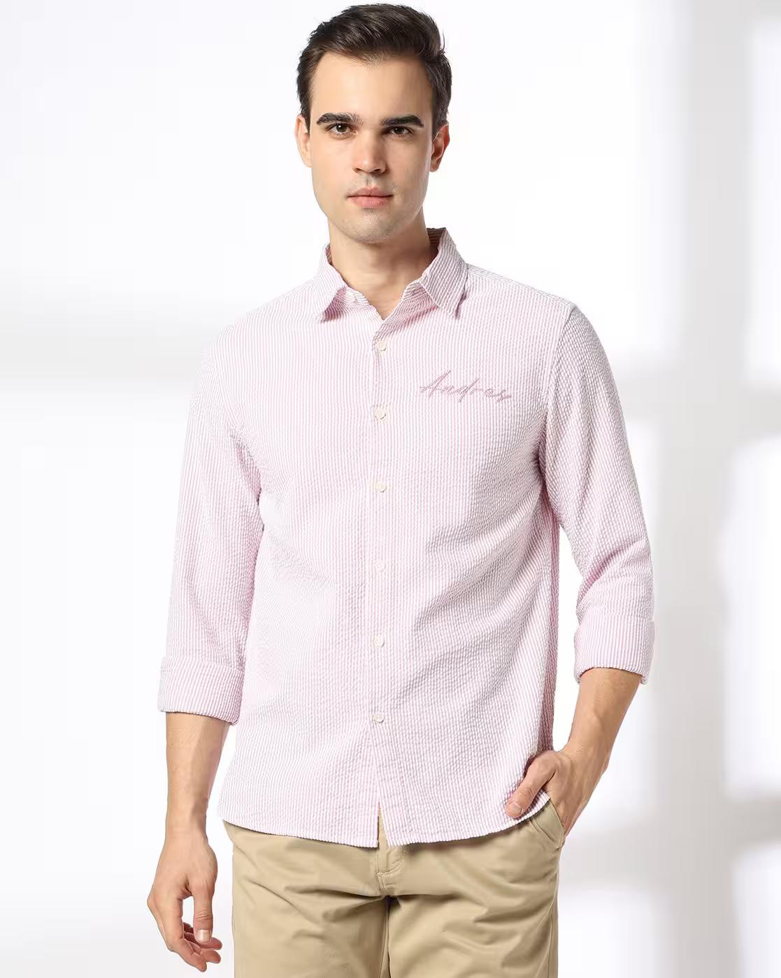 DNMX | Men Stripes Regular Fit Shirt|0
