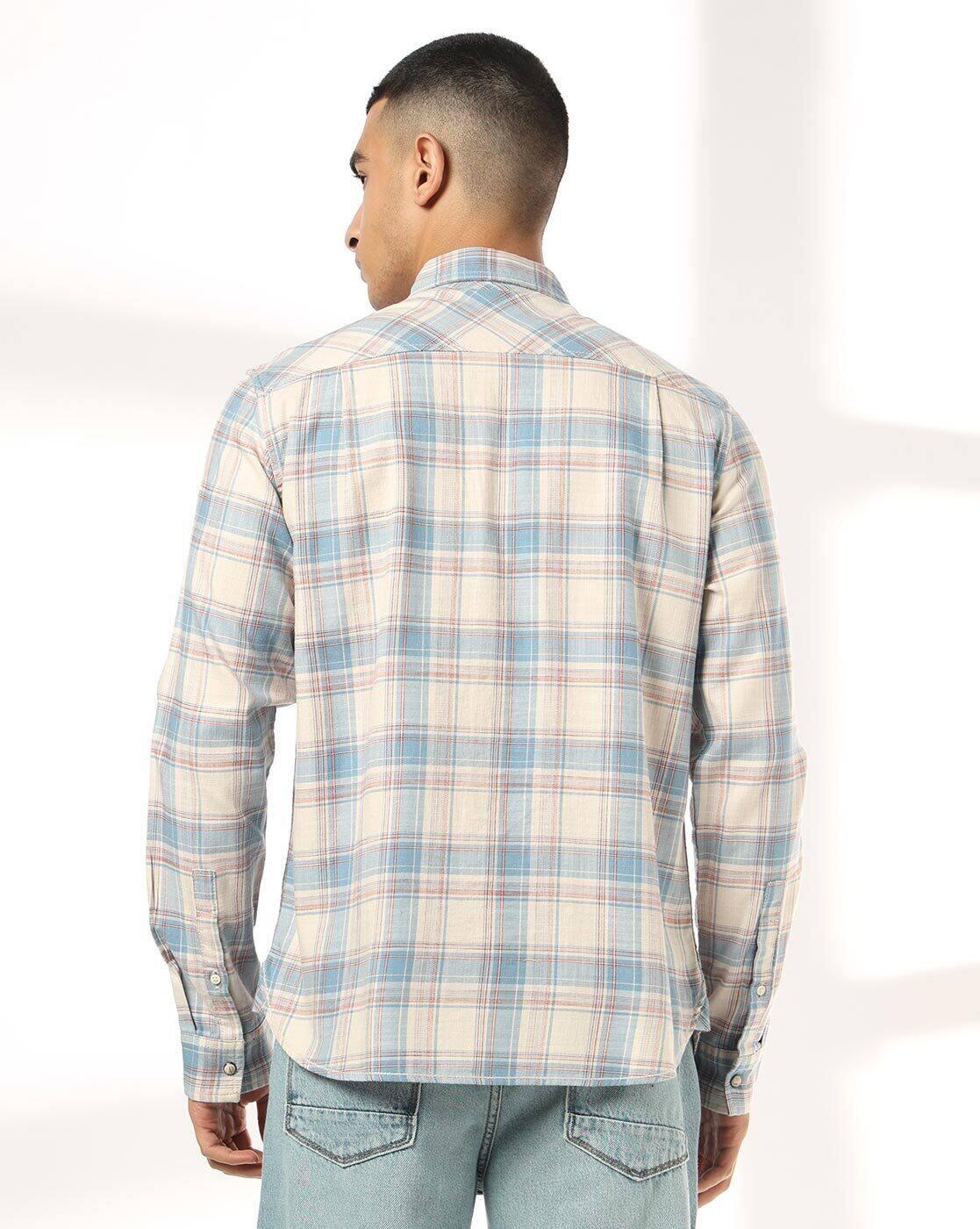 DNMX | Men Checked Regular Fit Shirts with Flap Pockets|2