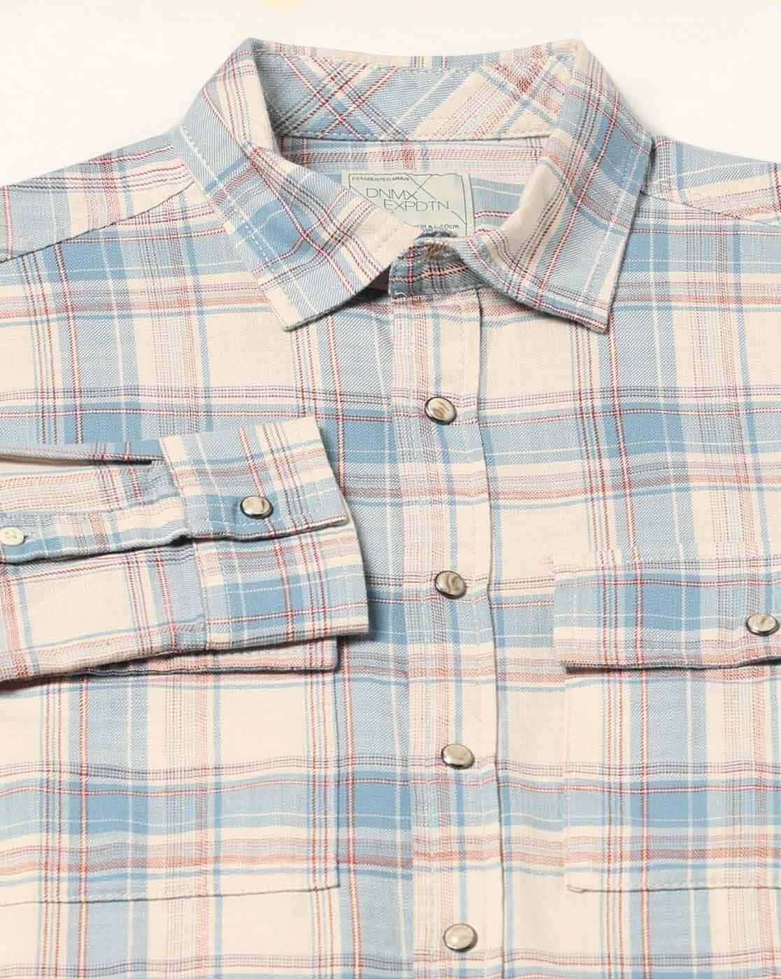 DNMX | Men Checked Regular Fit Shirts with Flap Pockets|5