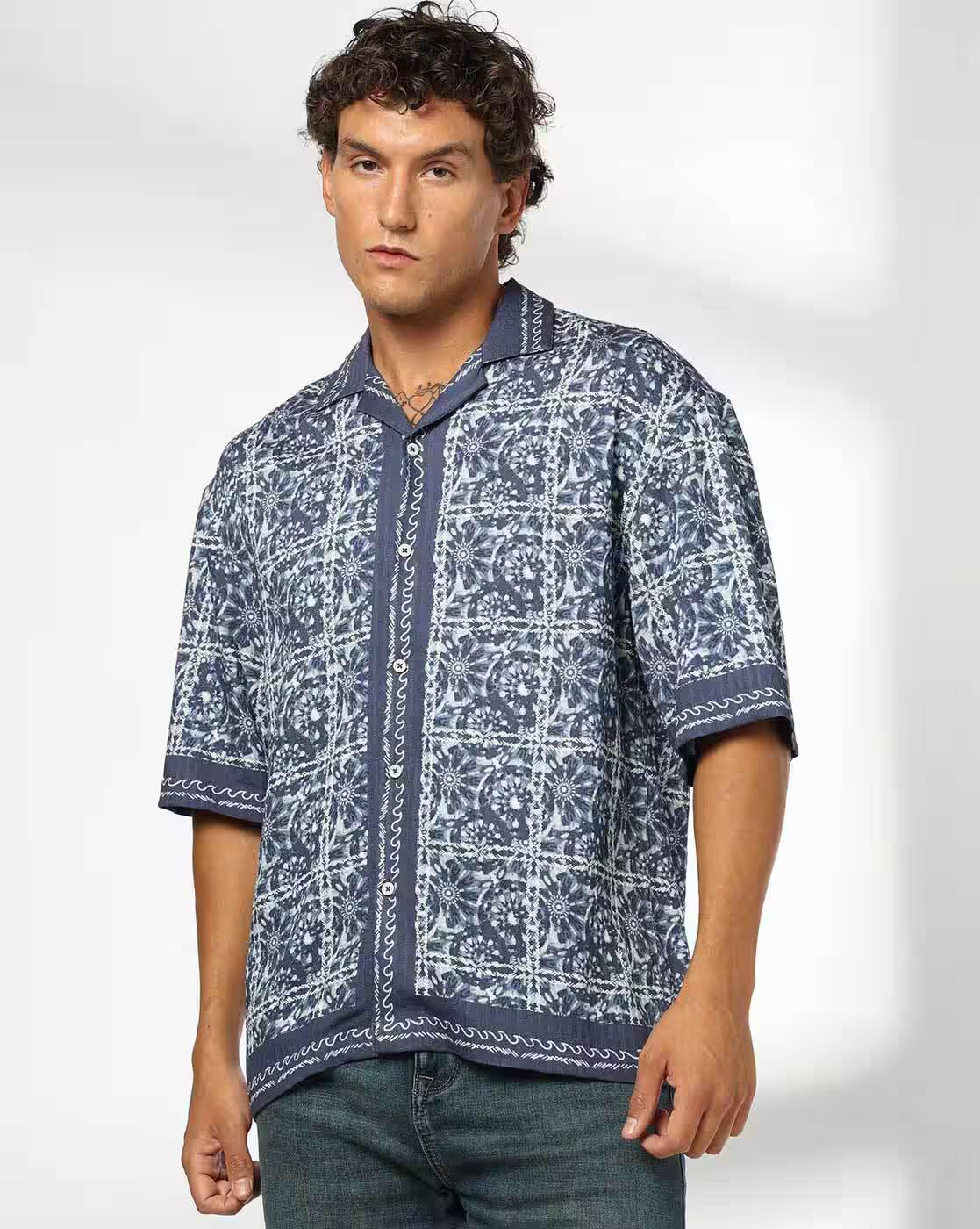 DNMX | Men Printed Boxy Fit Shirt|0